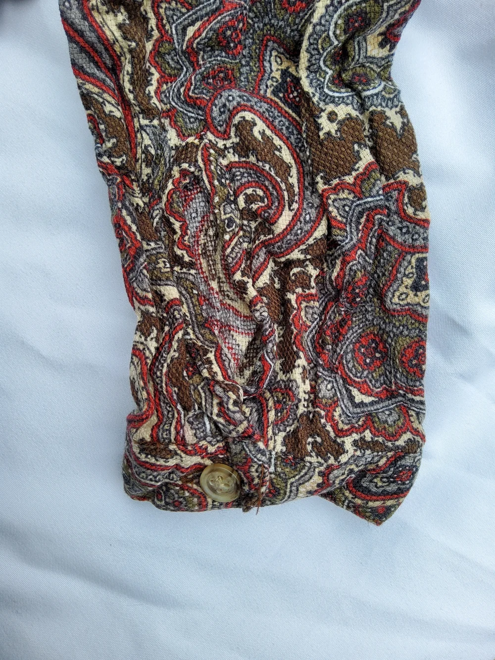 Woolrich 90s Paisley 100% Cotton Button-Down Long Sleeve Shirt - Picture 5 of 6